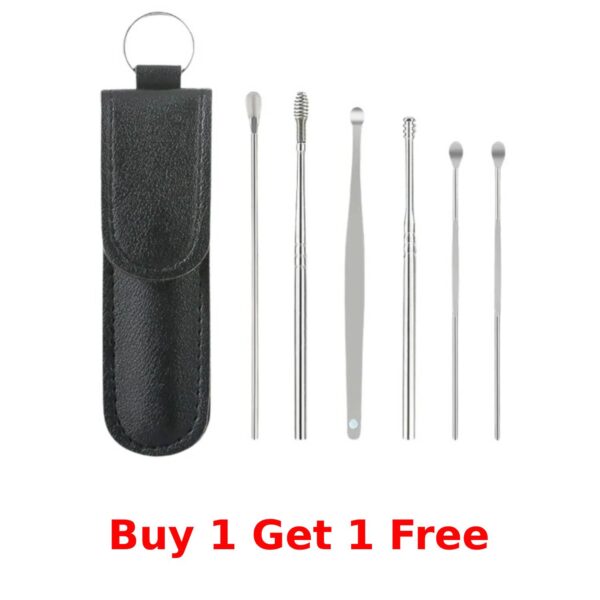 6-in-1 Ear Wax Cleaner- Resuable Ear Cleaning Tools Leather Pouch (2pc)